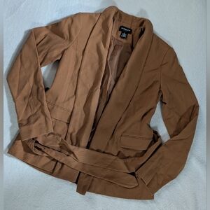 Cute Liz Claiborne Jacket, size small, color brown, belted and with pockets